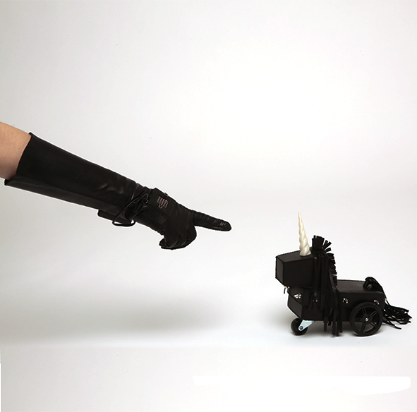 Leather Covered Unicorn Robot with Microchipped Control Glove